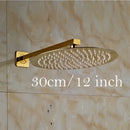 GobekUsa Golden Ultrathin Rainfall Shower Head Set with Wall Mount Brass Arm