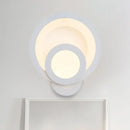 GobekUsa Modern LED Acrylic Wall Sconce - Round Stairway Light Fixture, 8" Wide, Warm/White