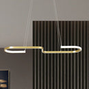 GobekUsa Modern S-Like Chandelier Lamp: Metallic Dining Room Pendant Light in Black/Gold, Warm/White LED Island