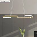 GobekUsa Modern S-Like Chandelier Lamp: Metallic Dining Room Pendant Light in Black/Gold, Warm/White LED Island