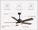 GobekUsa 56" Wooden LED Ceiling Fan with Pure Copper Motor & 5-Blade Light
