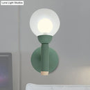 GobekUsa Modern Macaron Style Torch Wall Sconce with Clear Glass Shade - 1 Light Mini Wall Light in Green/Grey/White
