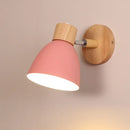 GobekUsa Macaron Wood Wall Mounted Lamp with Dome Aluminum Shade - Corridor Wall Light Fixture