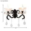 GobekUsa Modern Scalloped Crystal Wall Lamp with Curved Arm in Black