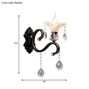 GobekUsa Modern Scalloped Crystal Wall Lamp with Curved Arm in Black