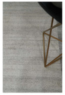 Modern Scandinavian 4.7x6.5 Brown and Silver Wool Hand Woven Area Rug | HL47