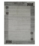 Modern Scandinavian 4.7x6.5 Brown and Silver Wool Hand Woven Area Rug | HL47
