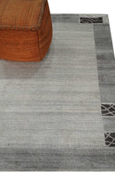Modern Scandinavian 4.7x6.5 Brown and Silver Wool Hand Woven Area Rug | HL47