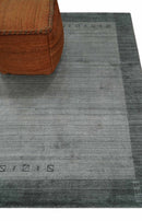 Modern Scandinavian 5x6.5 Gray and Silver Blended Wool Hand Woven Area Rug | HL48