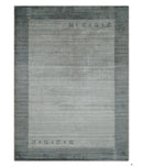 Modern Scandinavian 5x6.5 Gray and Silver Blended Wool Hand Woven Area Rug | HL48