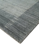 Modern Scandinavian 5x6.5 Gray and Silver Blended Wool Hand Woven Area Rug | HL48