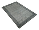 Modern Scandinavian 5x6.5 Gray and Silver Blended Wool Hand Woven Area Rug | HL48
