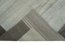 Modern Scandinavian 6x8 Ivory and Silver Wool Hand Woven Area Rug | HL16
