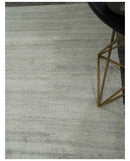 Ivory and Silver Wool Scandinavian Area Rug 6x8 Feet Hand Woven - Minimalist Design