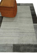 Modern Scandinavian 6x8 Ivory and Silver Wool Hand Woven Area Rug | HL16