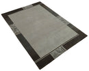 Modern Scandinavian 6x8 Silver and Charcoal Wool Hand Woven Area Rug | HL9