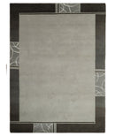 Modern Scandinavian 6x8 Silver and Charcoal Wool Hand Woven Area Rug | HL9