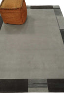 Modern Scandinavian 6x8 Silver and Gray Wool Hand Woven Area Rug | HL8