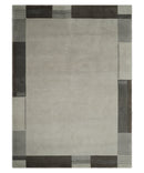 Modern Scandinavian 6x8 Silver and Gray Wool Hand Woven Area Rug | HL8