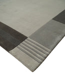 Modern Scandinavian 6x8 Silver and Gray Wool Hand Woven Area Rug | HL8
