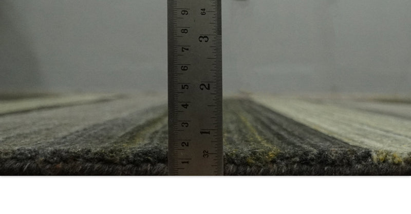 Modern Scandinavian Stripes 5x7 Antique Moss Green and Gray Wool Hand Woven Area Rug | HL20