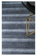 Wool Hand Woven Area Rug 5x7 - Blue and Silver Modern Scandinavian