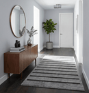 Silver Gray Scandinavian Striped Wool Area Rug 5x7 - Hand Woven