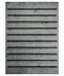 Modern Scandinavian Stripes Style 5x7 Silver and Gray Wool Hand Woven Area Rug | HL11