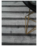 Modern Scandinavian Stripes Style 5x7 Silver and Gray Wool Hand Woven Area Rug | HL11