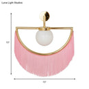 GobekUsa Modern Semi Sphere Sconce Light - Pink/Yellow/Purple Tassel Design - Matte White Glass Wall Light