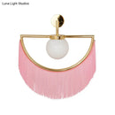 GobekUsa Modern Semi Sphere Sconce Light - Pink/Yellow/Purple Tassel Design - Matte White Glass Wall Light