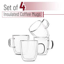 Modern set of 4 clear double wall glass coffee cup kitchen mugs by Decorbites