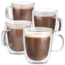 Modern set of 4 clear double wall glass coffee cup kitchen mugs by Decorbites