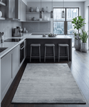 Silver Gray Blended Bamboo Silk Flatwoven Area Rug 5x7 - Scandinavian
