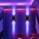 GobekUsa Aluminum LED Disco Pub Wall Light Fixture - Compact 3"/4.5" H | Silver | Vibrant Blue/Yellow/Purple Lighting