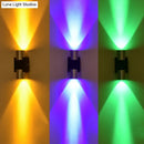 GobekUsa Aluminum LED Disco Pub Wall Light Fixture - Compact 3"/4.5" H | Silver | Vibrant Blue/Yellow/Purple Lighting