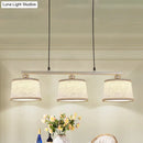 GobekUsa Modern Circular Pendant Light with Flaxen Fabric and 3 Bulbs for Open Kitchen Island Lighting