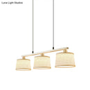 GobekUsa Modern Circular Pendant Light with Flaxen Fabric and 3 Bulbs for Open Kitchen Island Lighting