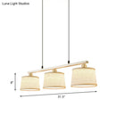 GobekUsa Modern Circular Pendant Light with Flaxen Fabric and 3 Bulbs for Open Kitchen Island Lighting