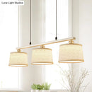 GobekUsa Modern Circular Pendant Light with Flaxen Fabric and 3 Bulbs for Open Kitchen Island Lighting