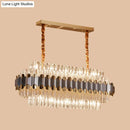 GobekUsa Modern Silver and Gold Island Lighting: Crystal Prisms Pendant - 10 Bulbs - Oval Shape - Ideal for Dining Table