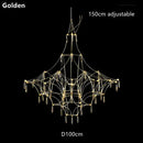 GobekUsa Golden Lustre Crystal Chandelier for Living Dining Bedroom LED Lights