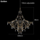 GobekUsa Golden Lustre Crystal Chandelier for Living Dining Bedroom LED Lights