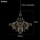 GobekUsa Golden Lustre Crystal Chandelier for Living Dining Bedroom LED Lights