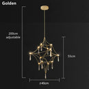 GobekUsa Golden Lustre Crystal Chandelier for Living Dining Bedroom LED Lights