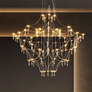 GobekUsa Golden Lustre Crystal Chandelier for Living Dining Bedroom LED Lights
