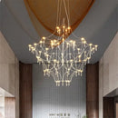 GobekUsa Golden Lustre Crystal Chandelier for Living Dining Bedroom LED Lights