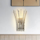 GobekUsa Modern Silver Bead Wall Mounted Light with Crystal Sconce - 3 Heads Bedside Lamp