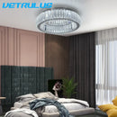 GobekUsa Big Crystal LED Circle Chandelier Ceiling Lamp, RC Dimmable for Bedroom Living Room