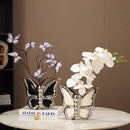 Modern silver black & white butterfly ceramic vase living room decor by Decorbites